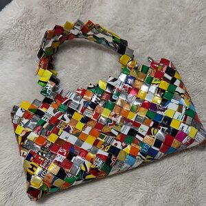 Colorful Chip Bag Woven Purse Handbag